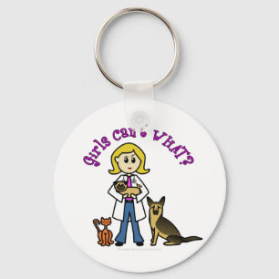 Blonde Female Veterinarian Key Ring