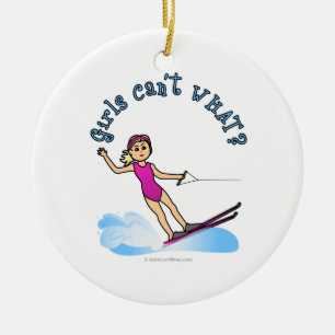Blonde Female Water Skier Ceramic Tree Decoration