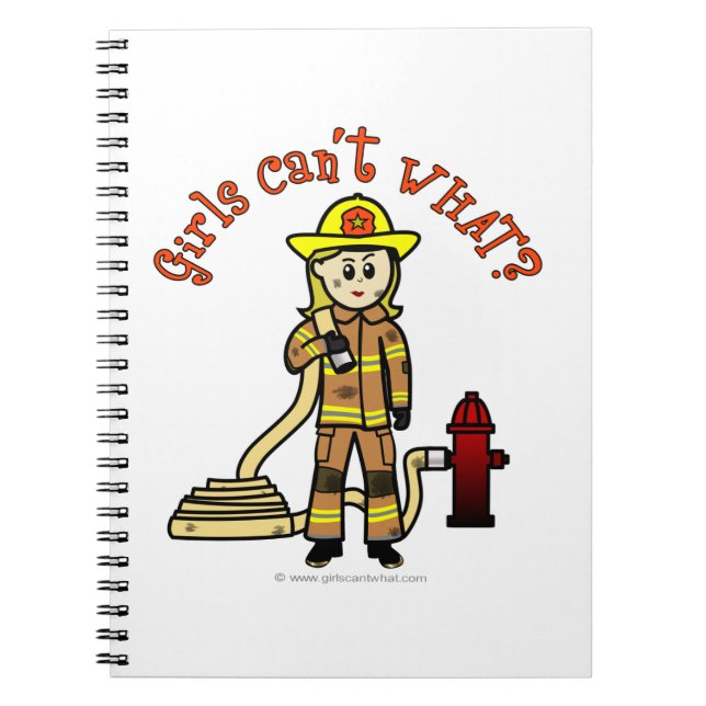 Blonde Firefighter Girl Notebook (Front)