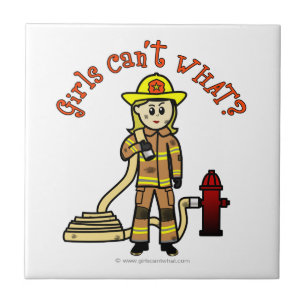 Blonde Firefighter Girl Tile