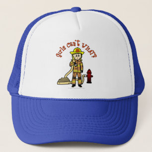 Blonde Firefighter Girl Trucker Hat