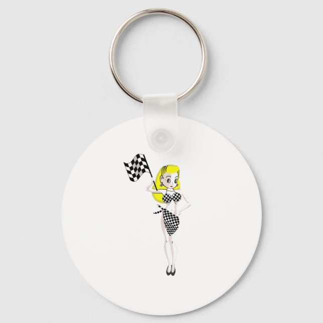 Blonde Flag Girl Key Ring (Front)