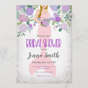 Blonde Floral Mermaid Bridal shower invitation