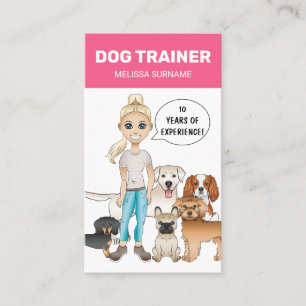 Blonde Girl And Dogs Personalizable Dog Trainer Business Card