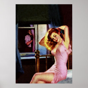 Blonde Girl and Pervert Vintage Pulp Cover Art Poster