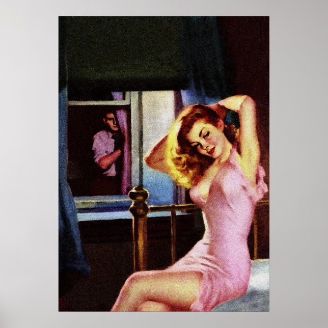 Blonde Girl and Pervert Vintage Pulp Cover Art Poster (Front)