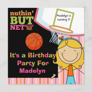Blonde Girl Basketball Birthday Invitation