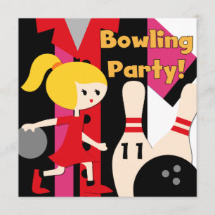 Blonde Girl Bowling Party Invitations