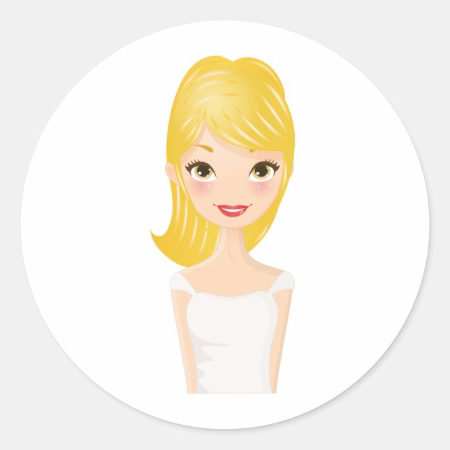 Blonde Girl Classic Round Sticker (Front)