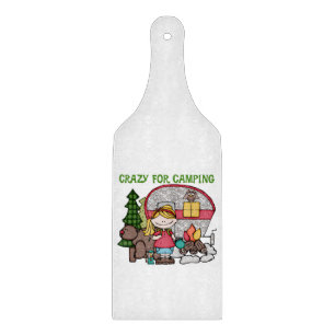 Blonde Girl Crazy For Camping Cutting Board