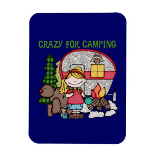 Blonde Girl Crazy For Camping Magnet