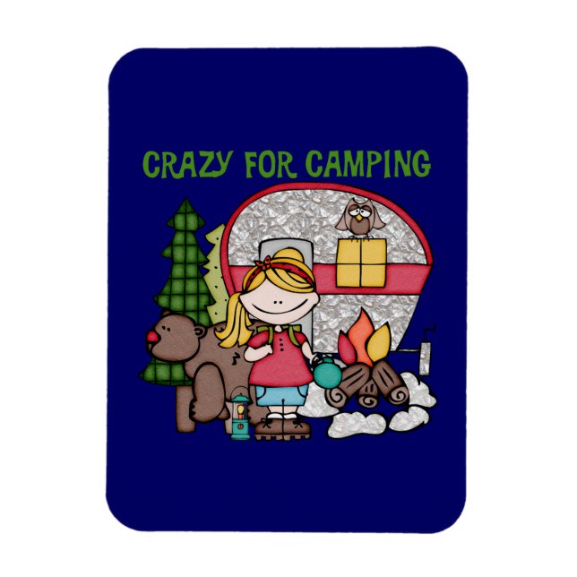 Blonde Girl Crazy For Camping Magnet (Vertical)