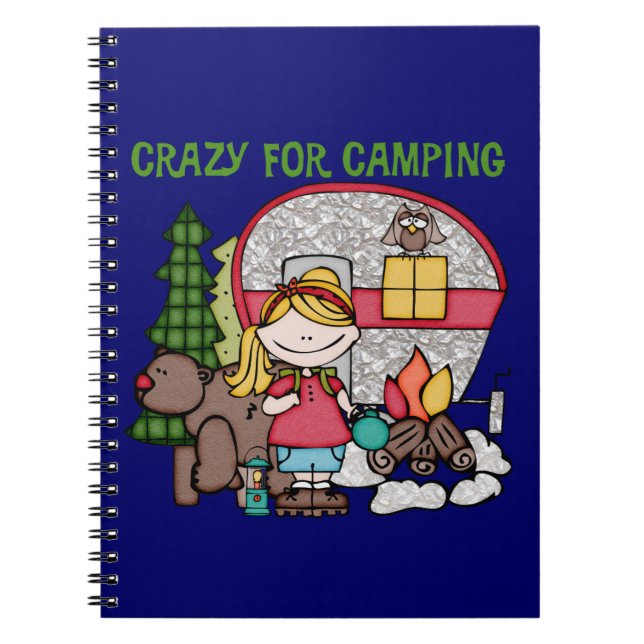 Blonde Girl Crazy For Camping Notebook (Front)