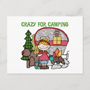 Blonde Girl Crazy For Camping Postcard