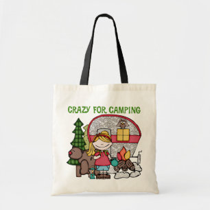 Blonde Girl Crazy For Camping Tote Bag