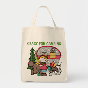 Blonde Girl Crazy For Camping Tote Bag