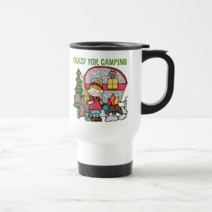 Blonde Girl Crazy For Camping Travel Mug