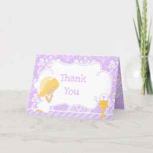 Blonde Girl First Communion 'Thank You' Thank You Card
