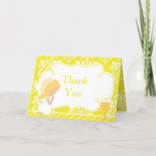 Blonde Girl First Communion 'Thank You' Thank You Card