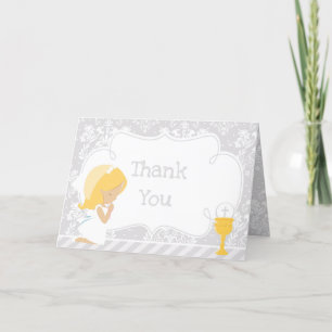 Blonde Girl First Communion 'Thank You' Thank You Card