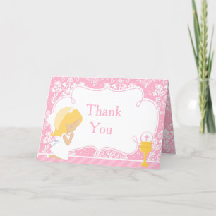Blonde Girl First Communion 'Thank You' Thank You Card
