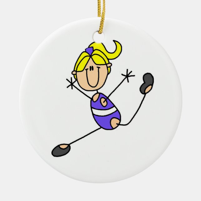 Blonde Girl Gymnast Ceramic Tree Decoration (Front)