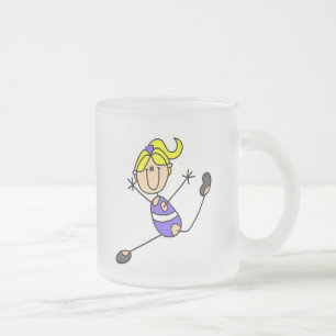 Blonde Girl Gymnast Frosted Glass Coffee Mug