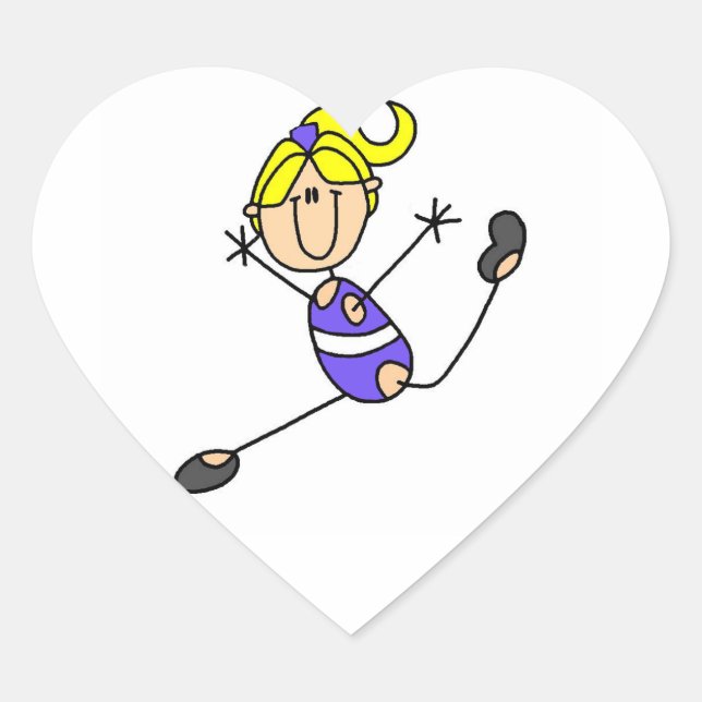 Blonde Girl Gymnast Heart Sticker (Front)