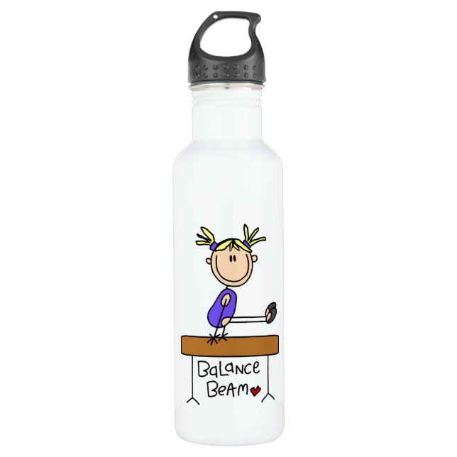 Blonde Girl Gymnast on Balance Beam 710 Ml Water Bottle (Front)