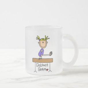 Blonde Girl Gymnast on Balance Beam Frosted Glass Coffee Mug