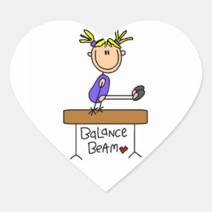 Blonde Girl Gymnast on Balance Beam Heart Sticker