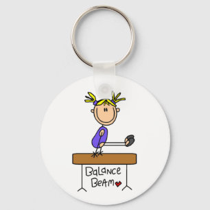 Blonde Girl Gymnast on Balance Beam Key Ring