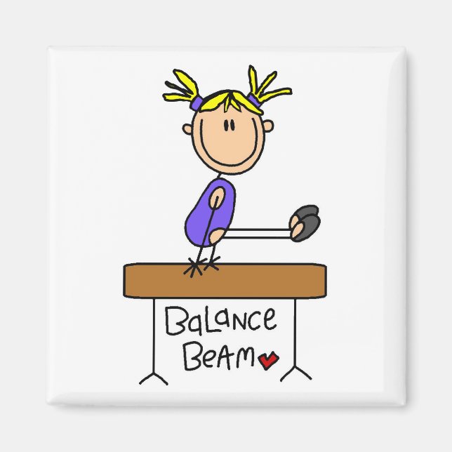 Blonde Girl Gymnast on Beam Tshirts and Gifts Magnet (Front)