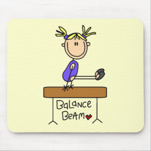 Blonde Girl Gymnast on Beam Tshirts and Gifts Mouse Mat