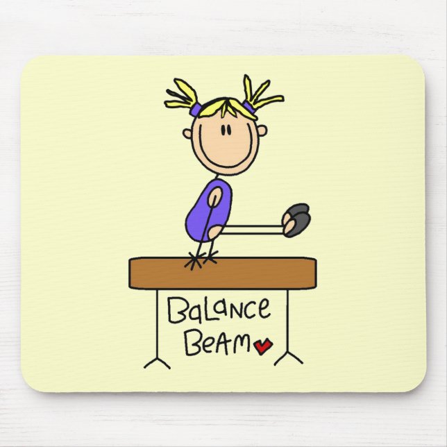 Blonde Girl Gymnast on Beam Tshirts and Gifts Mouse Mat (Front)