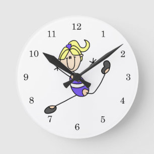 Blonde Girl Gymnast Round Clock