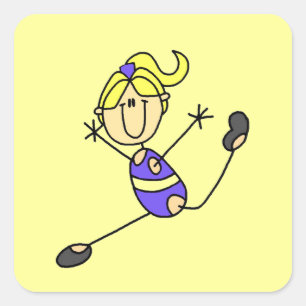 Blonde Girl Gymnast Square Sticker