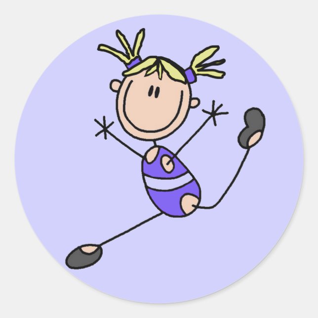 Blonde Girl Gymnast Tshirts and Gifts Classic Round Sticker (Front)