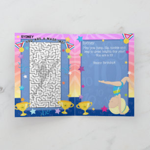 Blonde Girl Gymnastics You Are A-Maze-ing Birthday Card