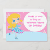 Blonde Girl Ice Skating Birthday Invitation (Back)