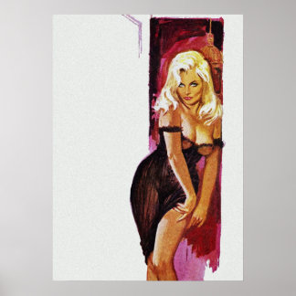 Blonde Girl in Black Dress Pulp Cover Art Poster