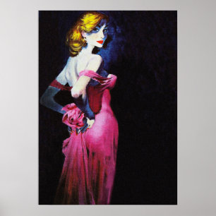 Blonde Girl In Pink Dress Vintage Pulp Cover Poster