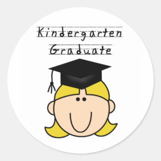 Blonde Girl Kindergarten Graduate Classic Round Sticker