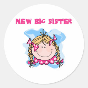 Blonde Girl New Big Sister Classic Round Sticker