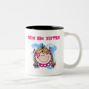 Blonde Girl New Big Sister Two-Tone Coffee Mug