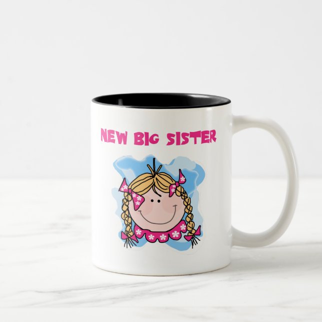 Blonde Girl New Big Sister Two-Tone Coffee Mug (Right)