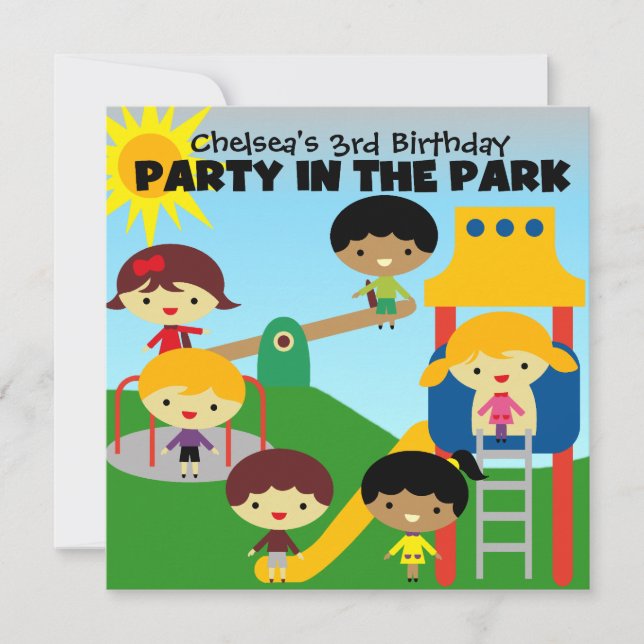 Blonde Girl Party in the Park Invite (Front)