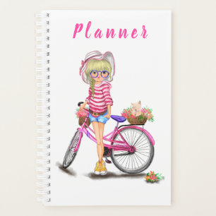 Blonde Girl Planner with Pink Bike