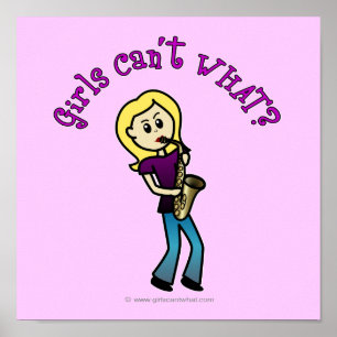 Blonde Girl Playing Saxophone Poster
