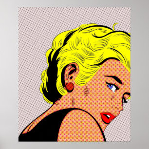 blonde girl Pop Art Woman Vintage  Comic Girl  pop Poster